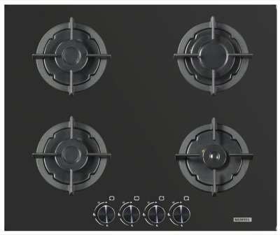 سطح بلت ان غاز كوميتل 4 عيون 65 سم اسود زجاجى (تركي) شبك عريض C6-40BF