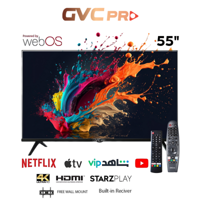 شاشة جي في سي برو، 55 بوصة، سمارت 4K، نظام webOS، رسيفر داخلي، موديل 55GW6100 - WBOS