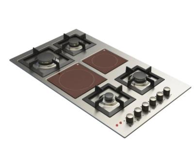 كتشن لاين غاز كهربائي 90 سم 4 شعلات غاز و 2 كهرباء - إيطالي - فضي - J5022