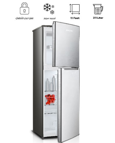 ثلاجة بابين ثلج لون سيلفر جي في سي برو 11 قدم 311 لتر موديل GVDS-500
