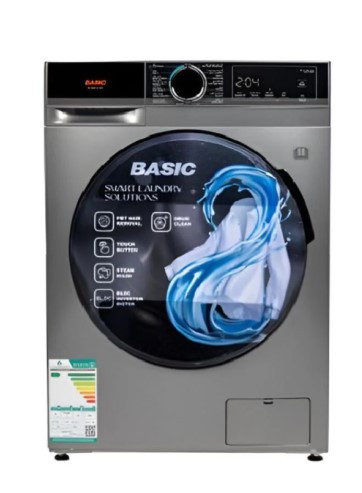 غسالة و نشاف اوتوماتيك بيسك 13 + 6 ك تعبئة امامية 1400 دورة فضي / BAWMDF-M130S